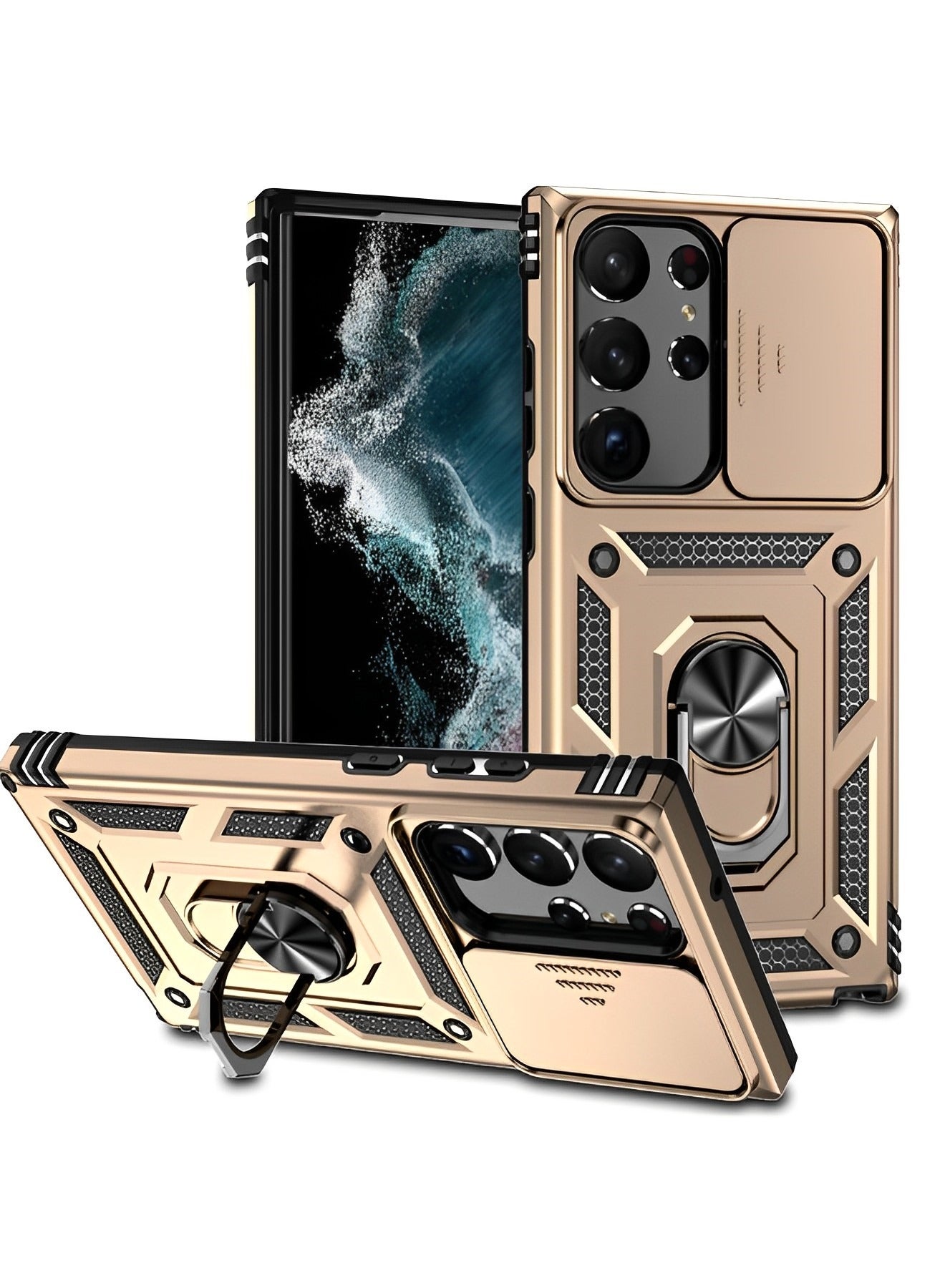 Samsung Phone Case with Camera Cover & Drop Protection & Snug Touch & Slim Protective Hard Back Soft Edge Phone Case for Galaxy S21 Ultra Case