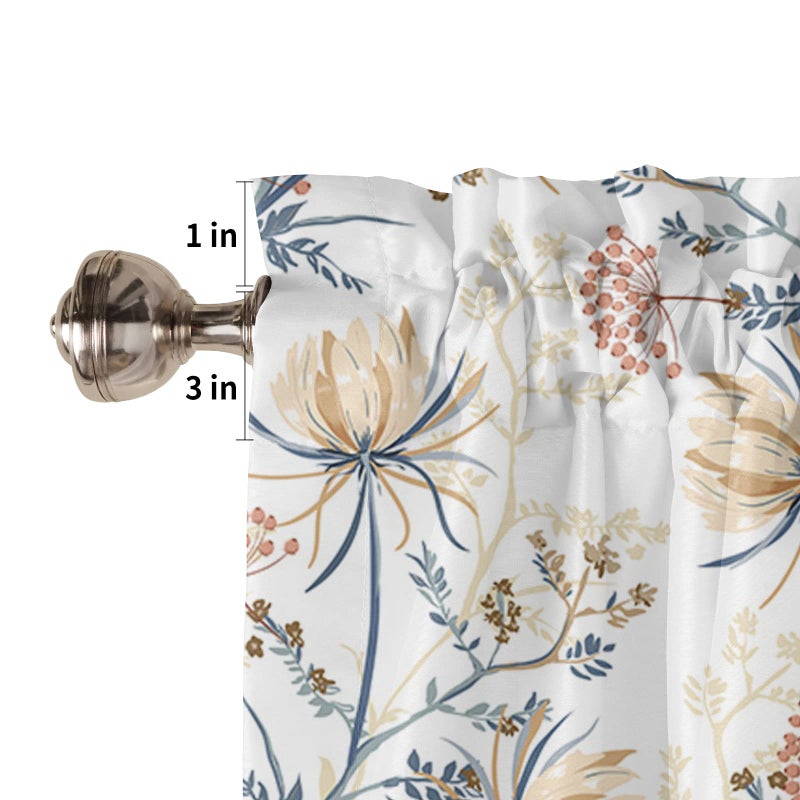 YOKOU Curtain Valance  Spring Flower Print Leaves Minimalist Art Short Rod Pocket Window Treatment for Living Room  Bedroom  Kitchen  Bathroom  1 Panel  42"" X 12"" - Image 5