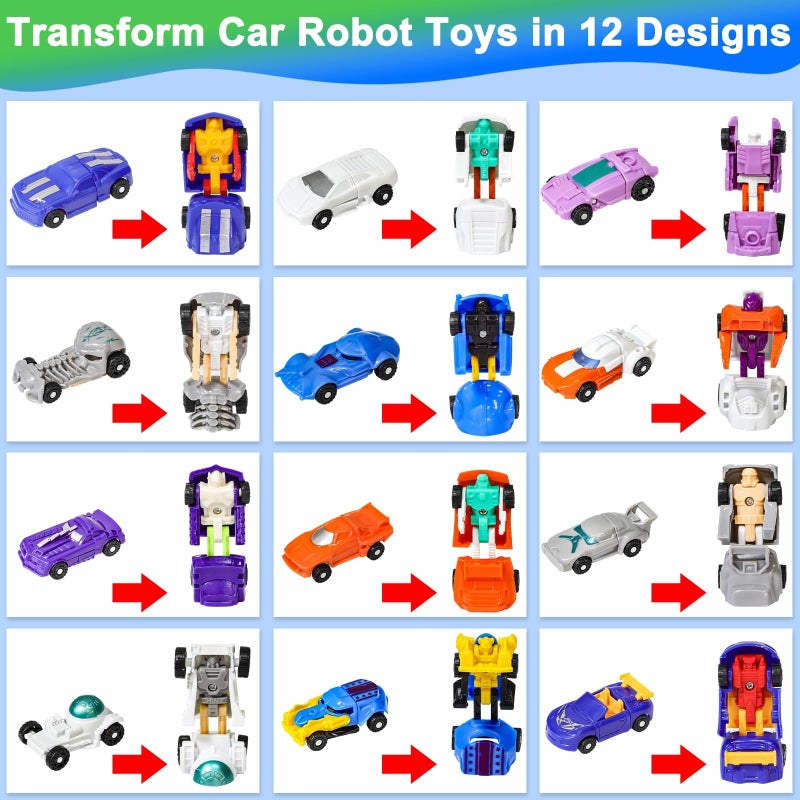 AMENON 12 Pack Easter Eggs with Transform Car Toys For Boys, Easter Basket Stuffers Transform Vehicle Robot For Kids Boys Easter Egg Hunts Classroom Prize Supplies Fillers Party Favors - Image 3