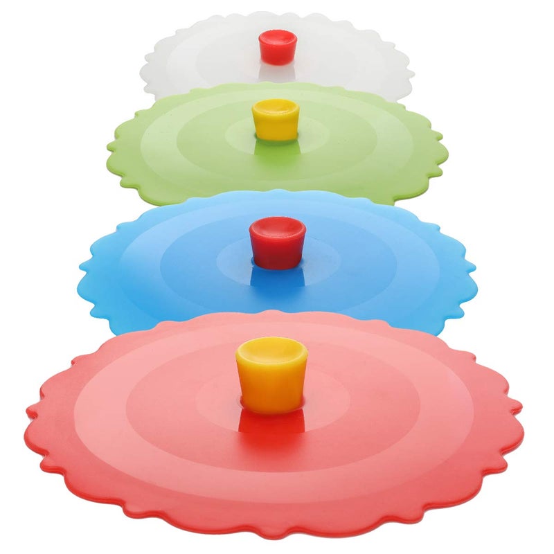Keweilian Silicone Cup Covers (Set of 4) ï¼Œ Multicolored Silicone Lids for Mugs, Cups, Tea Pots,Flexible Mug Coversï¼ŒHot Cup Lids for Coffee & Tea - Image 1
