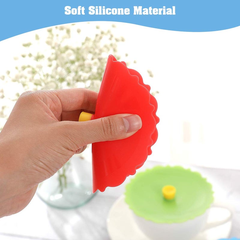 Keweilian Silicone Cup Covers (Set of 4) ï¼Œ Multicolored Silicone Lids for Mugs, Cups, Tea Pots,Flexible Mug Coversï¼ŒHot Cup Lids for Coffee & Tea - Image 5