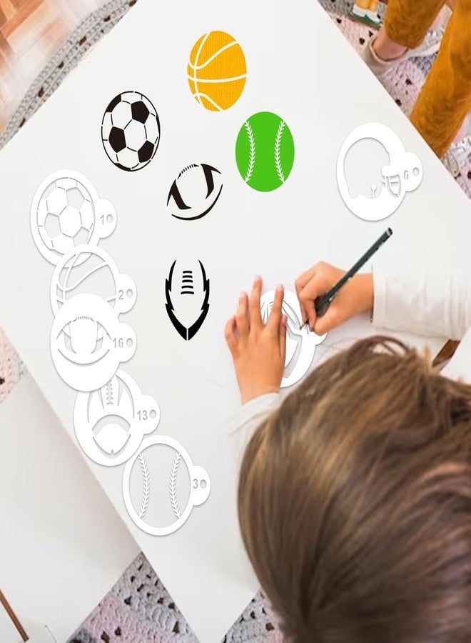 Devasya Crafts Small Sports Ball Stencil for Cakes Cupcake Cookie Decorating Stencils Reusable Football Basketball Baseball Golf Soccer Stencil on Baking Coffee Decorating Card Making (25 Sport Cookie) - Image 5