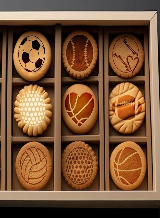 Devasya Crafts Small Sports Ball Stencil for Cakes Cupcake Cookie Decorating Stencils Reusable Football Basketball Baseball Golf Soccer Stencil on Baking Coffee Decorating Card Making (25 Sport Cookie) - Image 3