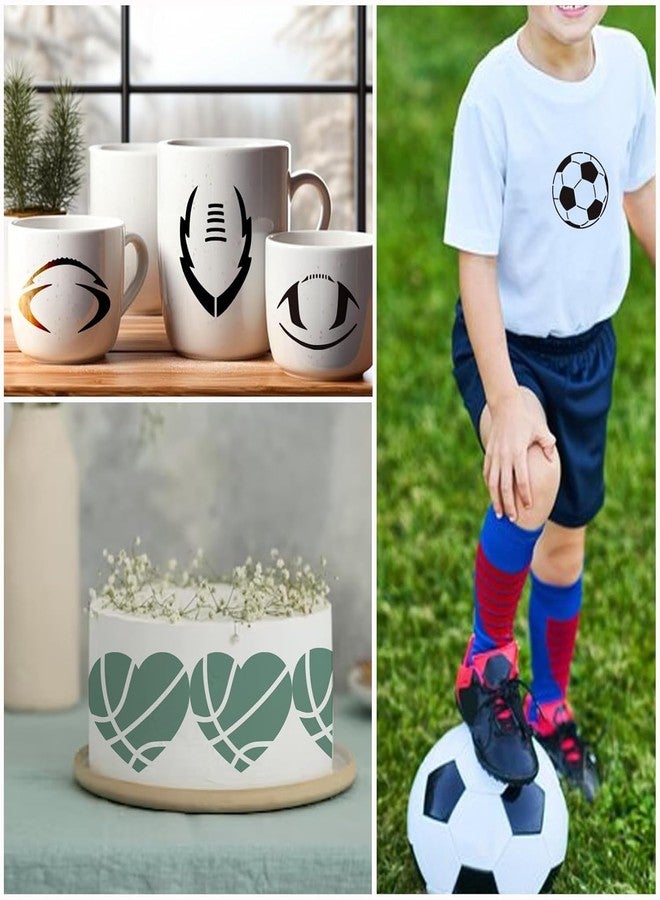 Devasya Crafts Small Sports Ball Stencil for Cakes Cupcake Cookie Decorating Stencils Reusable Football Basketball Baseball Golf Soccer Stencil on Baking Coffee Decorating Card Making (25 Sport Cookie) - Image 4