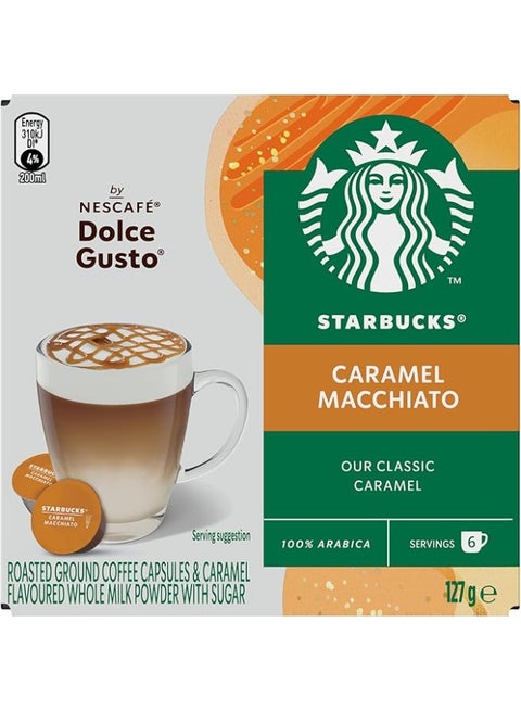 NESCAFÉ DOLCE GUSTO STARBUCKS Caramel Macchiato by Coffee Pods, Box of 12 Capsules, 127.8g (6 Serves)