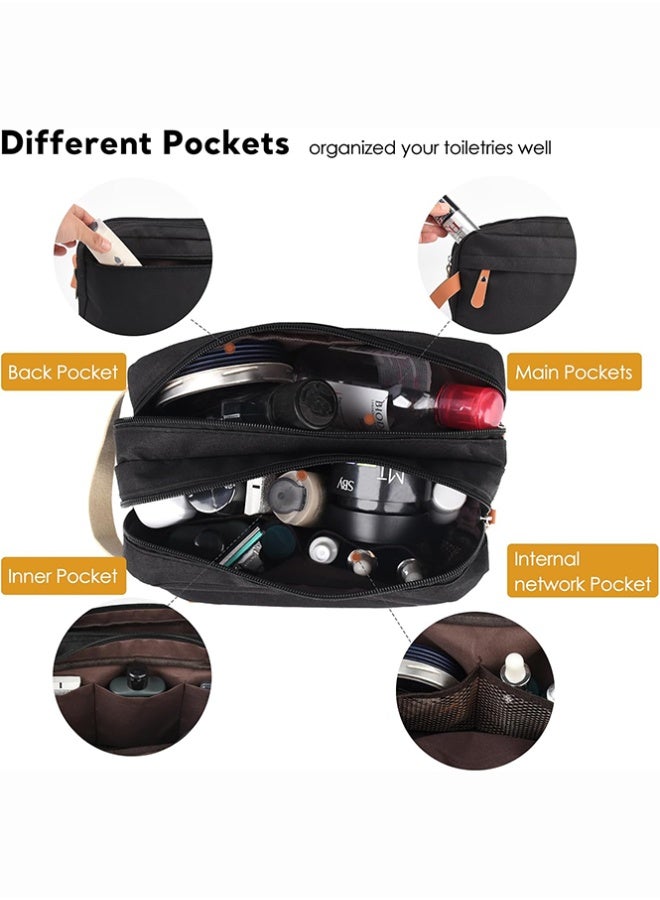 بلومنغ تايم حقيبة أدوات الزينة للسفر في رحلة العمل ، حقيبة مستحضرات تجميل ذات سعة كبيرة بطبقتين ، حقيبة تخزين ملابس أكسفورد بلون سادة ، حقيبة يد محمولة - Image 4