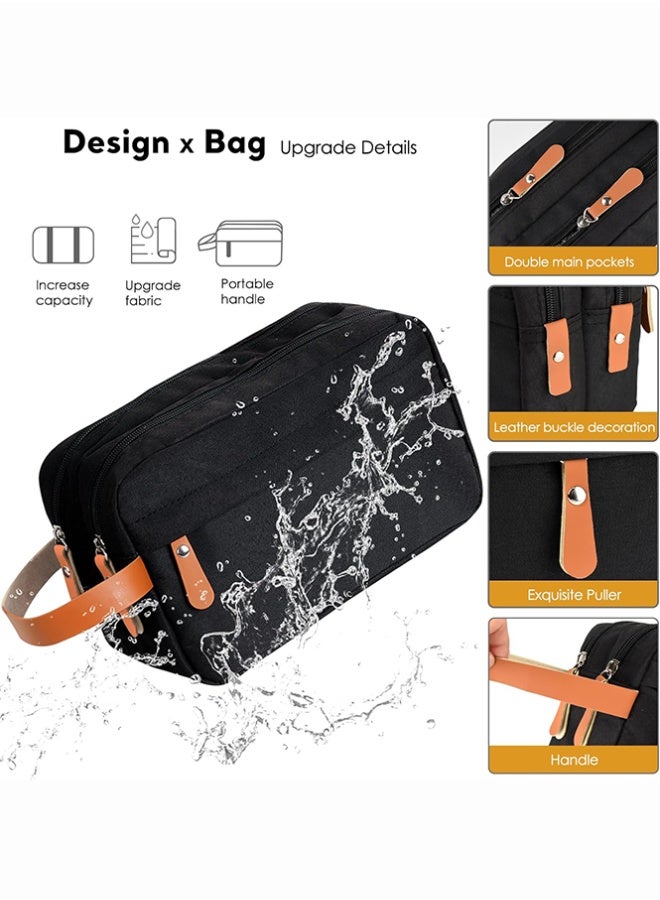 بلومنغ تايم حقيبة أدوات الزينة للسفر في رحلة العمل ، حقيبة مستحضرات تجميل ذات سعة كبيرة بطبقتين ، حقيبة تخزين ملابس أكسفورد بلون سادة ، حقيبة يد محمولة - Image 5