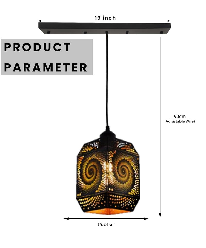 KINIS Spiral Design Lezar Cutting Linear Cluster Pendant Light/Cluster Hanging Light/Cluster Ceiling Light/Three Pendant Lamp to Décor Home/Bedroom/Office/Dining/Cafe/Restaurants (with Bulb) - Image 4