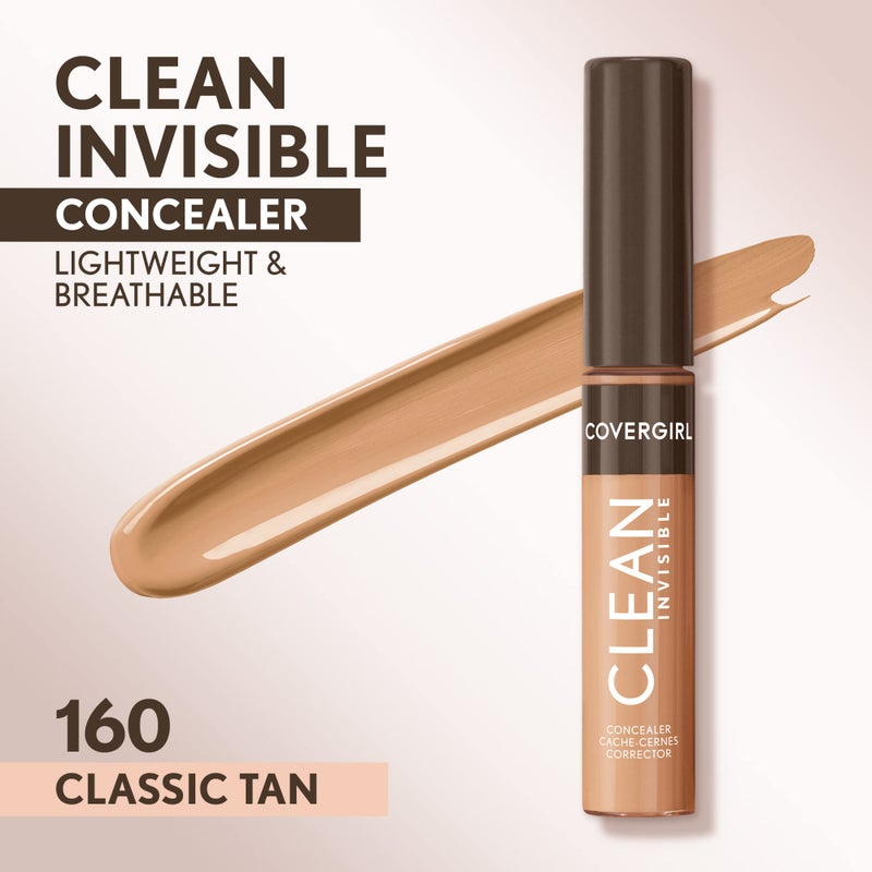 Covergirl Clean Invisible Concealer, Lightweight, Hydrating, Vegan Formula, Classic Tan 160, 0.23oz - Image 2