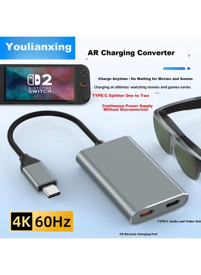 Union Star Youlianxing Type-c Splitter 1 To 2 4k60hz Audio Video Expansion Dock For Apple Ns2 Screen Projector Ar Gl Charger Phone Converter Switch2 Monitor - Image 1