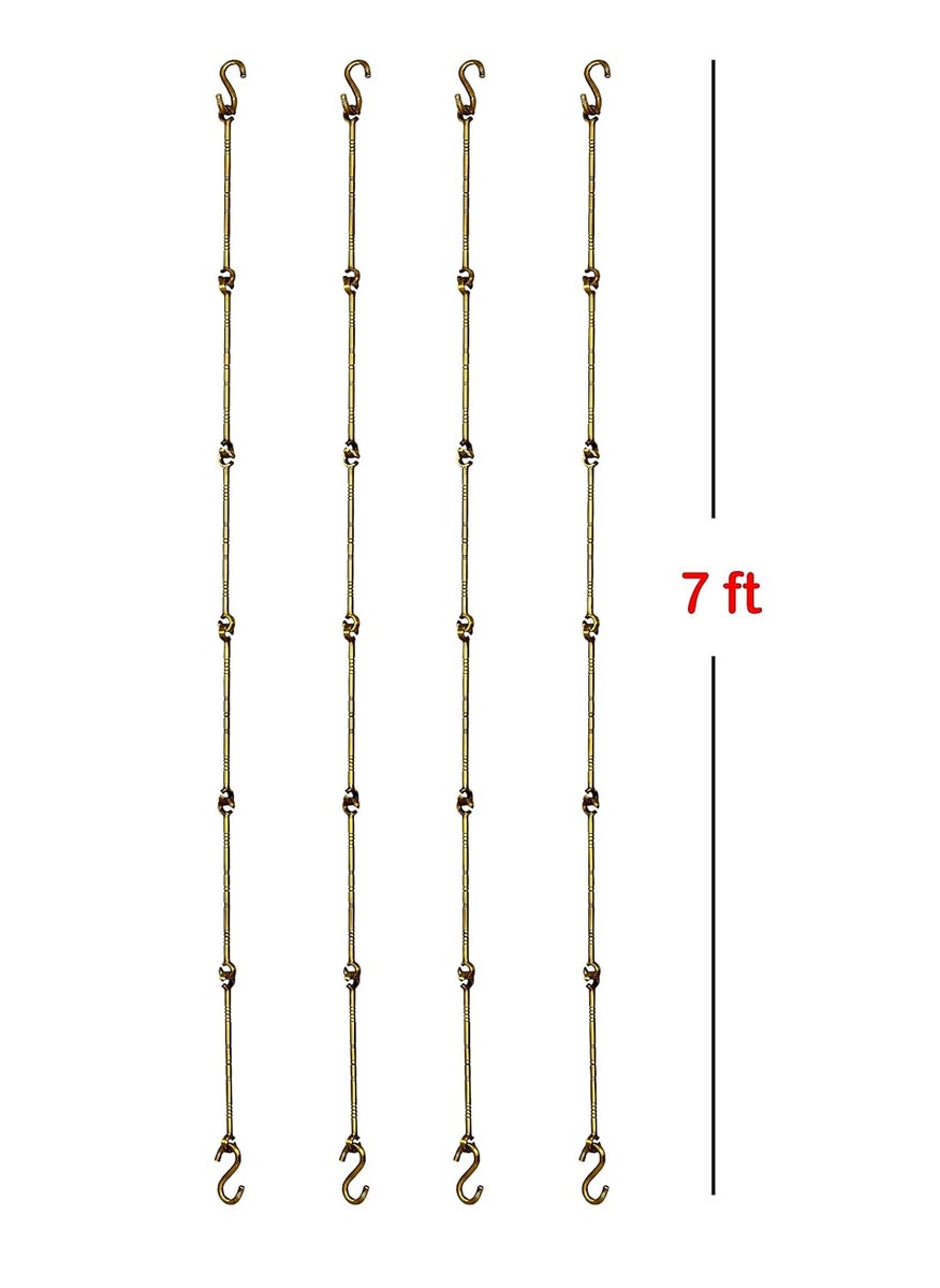 TRENDY CREATION HUB Trendy Creation Hub 7 Feet Steel Deluxe Design Antique Swing Chain Links Brass Jhula Hanging Hooks Pack of 4  - Image 4
