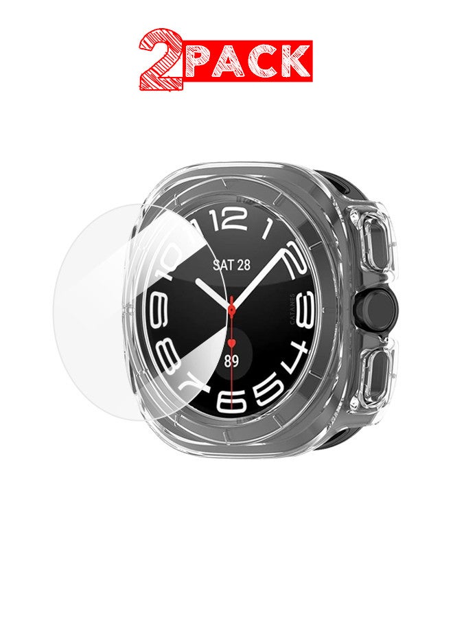 CATANES (for Samsung Galaxy Watch 7 Ultra) 2 Pack Case and Screen Protector Hard PC Bumper Set Frame protection around The perimeter, not covering The screen Clear - Image 1