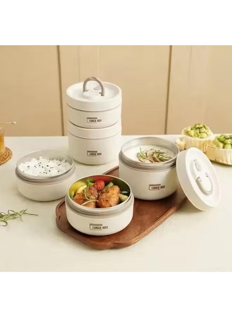 علبة غداء حرارية من الستانلس ستيل بطبقتين مع حقيبة عازلة للحرارة  علبة طعام مانعة للتسرب للحفاظ على حرارة الطعام | لانش بوكس حراري للمدرسة والعمل والرحلات للبالغين والأطفال - Image 2