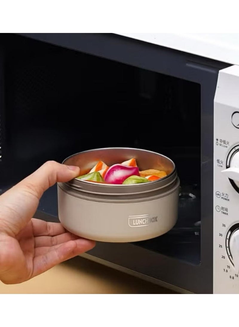 علبة غداء حرارية من الستانلس ستيل بطبقتين مع حقيبة عازلة للحرارة  علبة طعام مانعة للتسرب للحفاظ على حرارة الطعام | لانش بوكس حراري للمدرسة والعمل والرحلات للبالغين والأطفال - Image 3