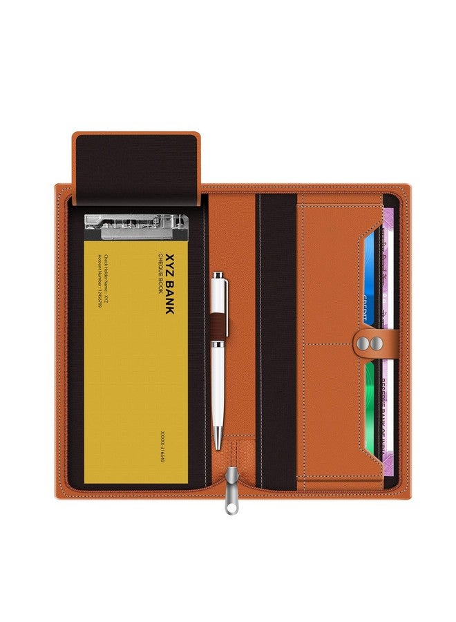 FEDUS Cheque Book Holder case, Cheque Book Holder Multiple, Cheque Book Holder for Office, Expanding Cheque Book Holder Case, Checkbook Holder, Documents Holder for Office & Home Use, Brown - Image 1