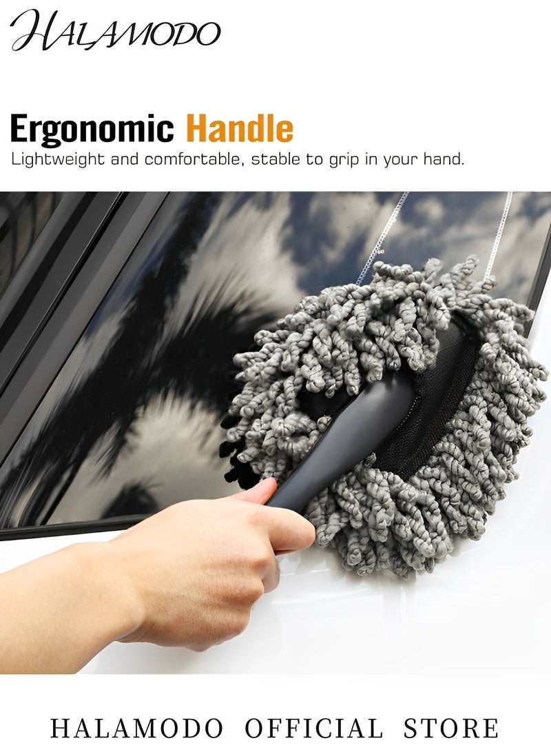 HALAMODO Car Duster Super Soft Microfiber Car Dash Duster Detail Brush Auto Interior Exterior Cleaning Dusting & Washing Tool for Automotive Dashboard Air Vents - Image 4