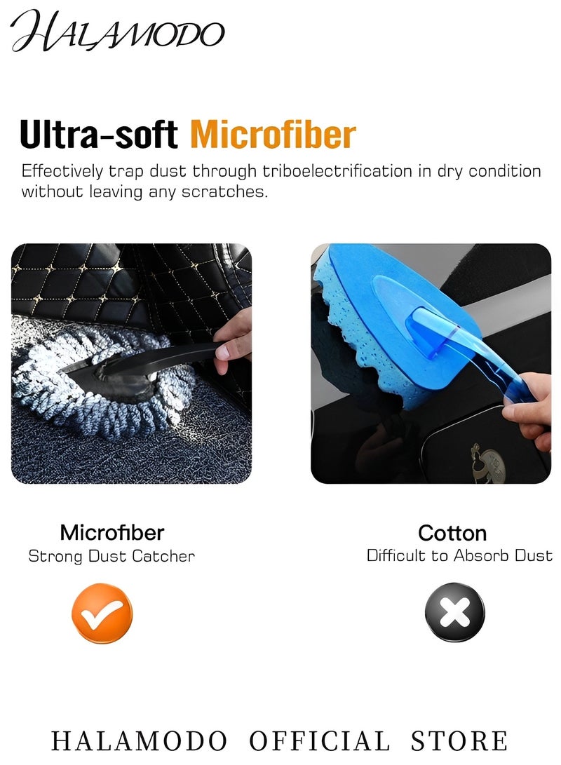 HALAMODO Car Duster Super Soft Microfiber Car Dash Duster Detail Brush Auto Interior Exterior Cleaning Dusting & Washing Tool for Automotive Dashboard Air Vents - Image 2