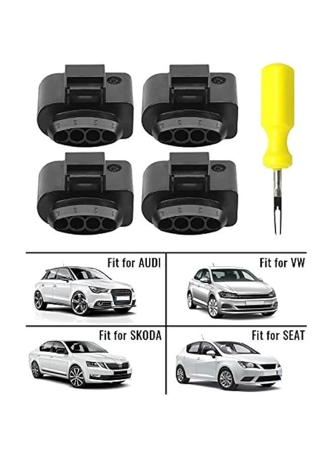 Starwell - Ignition Coil Connector Repair Kit with 4PCS Harness Plug and 1PCS 0.3CM Space Take-up Tool Fit for VW Passat Phaeton Polo SKODA Octavia Rapid Superb Yeti AUDI A1-A8 Q7 TT Replace 4B0973724 - Image 1