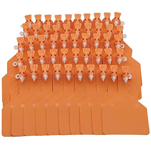 APlayfulBee 50Pcs Z Tags One-Piece Cattle Ear Tags TPU Blank Livestock Animal Identification for Cattle,Sheep Goat, Pig, Large Size (Orange) - Image 1