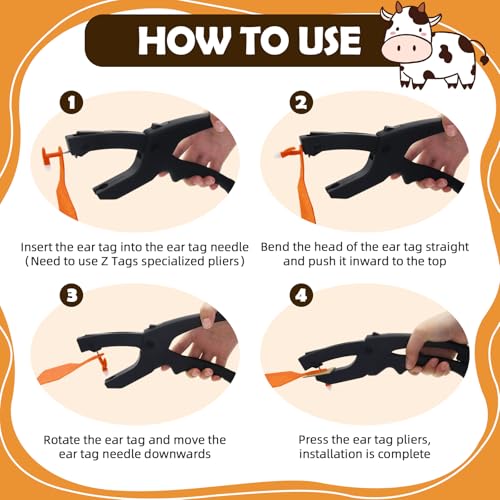 APlayfulBee 50Pcs Z Tags One-Piece Cattle Ear Tags TPU Blank Livestock Animal Identification for Cattle,Sheep Goat, Pig, Large Size (Orange) - Image 4