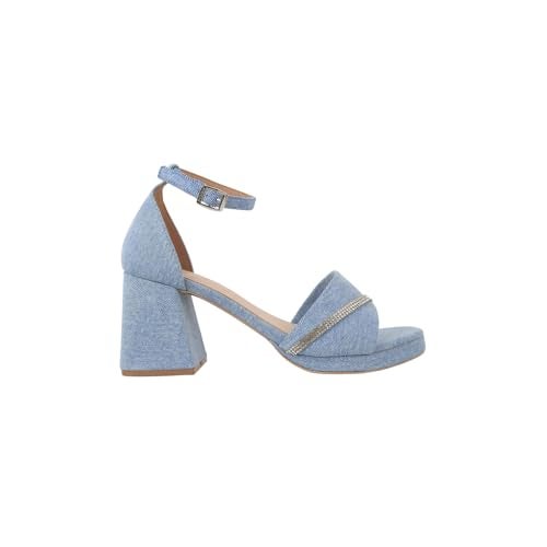 Mochi Women Light Blue Denim Block Heel Comfortable Stylish Casual Sandals UK/5 EU/38 (40-254) - Image 4
