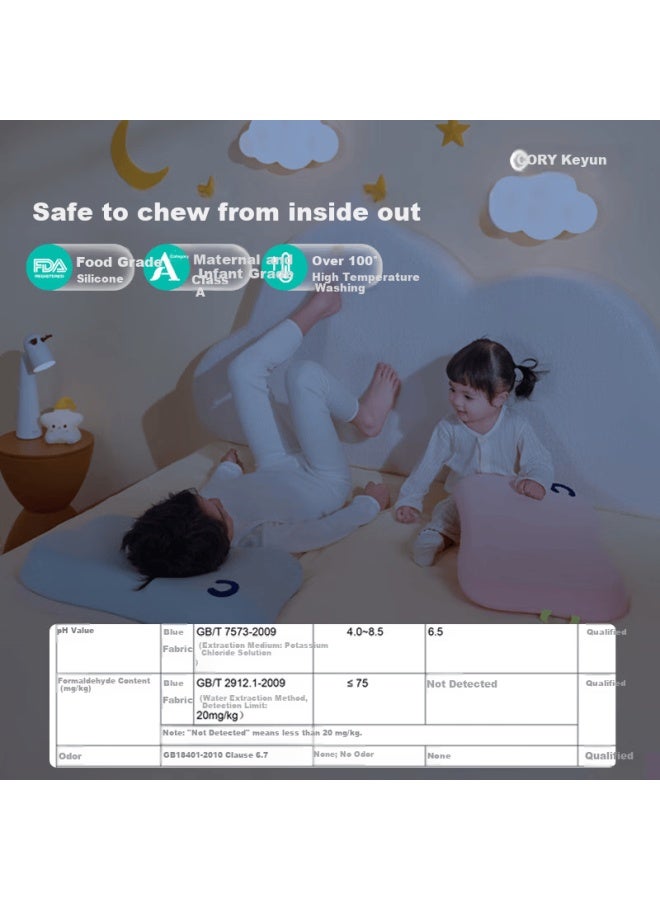 Cory Children's Pillow Baby Infant Student Washable Breathable Silicone Pillow 1-3-6-12 Years 2.5cm Pink - Image 4