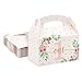 BLUE PANDA Treat Boxes 62 x 36 x 33 in Pink Floral Pack of 24 EasyFold Gable Boxes Party Favor Containers with Handle for Candy 1st Birthday Girl - Image 1