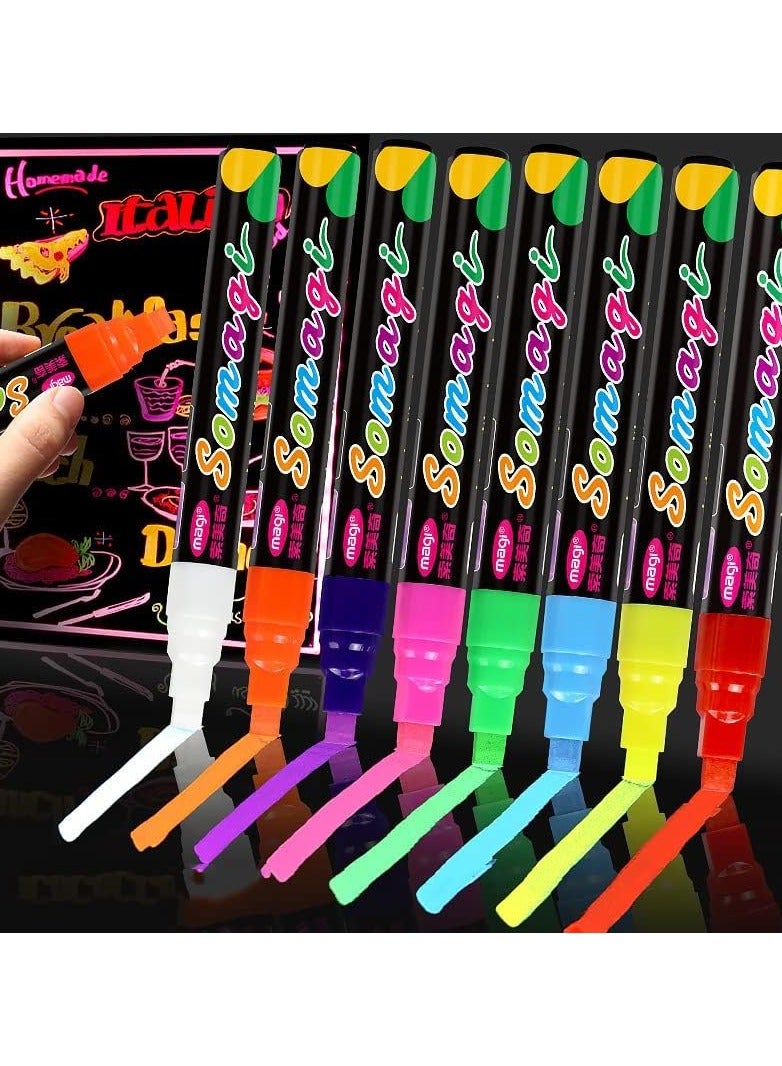Generic Erasable Chalk Markers Pens Set 8 Colors Colorful Graffiti Highlighter Marker for Flashing LED Lighted Board Blackboard Whiteboard Menu Message Board Glass Window Art-Chalk Pen Whiteboard Pen  - Image 2