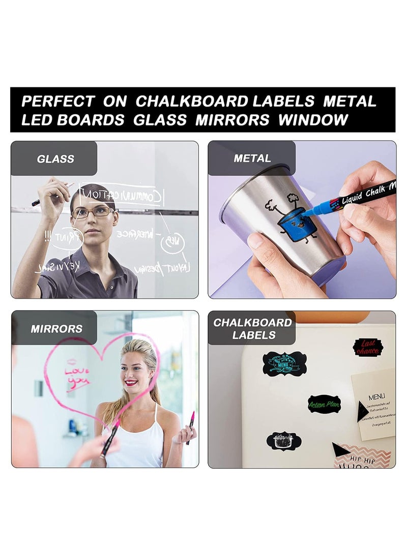 Generic Erasable Chalk Markers Pens Set 8 Colors Colorful Graffiti Highlighter Marker for Flashing LED Lighted Board Blackboard Whiteboard Menu Message Board Glass Window Art-Chalk Pen Whiteboard Pen  - Image 4