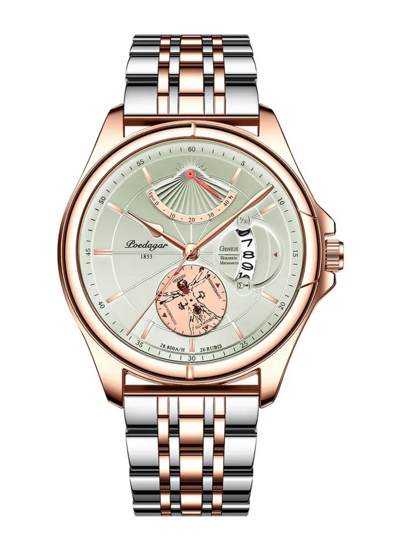 POEDAGAR ساعة يد رجالية أنالوج عصرية من الفولاذ المقاوم للصدأ كوارتز مضيئة 41 مم - Image 1