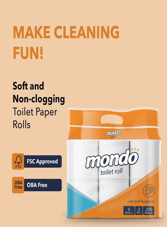 Mondo Toilet Roll Tissue (2 Ply, 250 Pulls) | Pack of 12 Rolls | 100% Skin Safe FDA Approved, OBA Free | Septic-Safe Bath Tissue | Compatible with All dispensers | Toilet Tissue Paper Roll - Image 5
