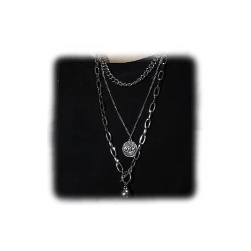 YERTTER Dainty Emo Necklace Layering Chain Choker Necklace Boho Jewelry Set Layered Silver Coin Pendant Statement Chunky Chain Necklace Valentine's Day Giftfor Women Man - Image 1