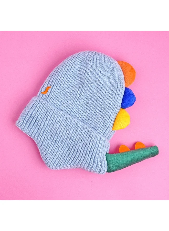 LITTLE SURPRISE BOX Light Blue 3D Head And Tail Knitten Woolen Winter Cap & Beanie