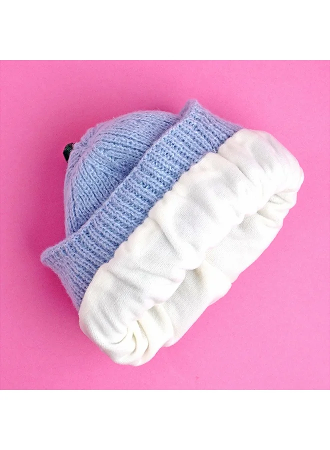 LITTLE SURPRISE BOX Light Blue 3D Head And Tail Knitten Woolen Winter Cap & Beanie
