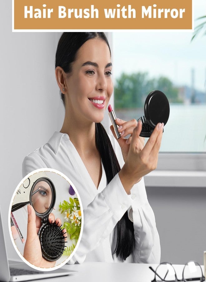 Uiifan 50 Pcs Mini Hair Brush Foldable Travel Mirror Hair Brushes Round Portable Folding Pocket Mini Comb Compact Travel Size Massage Comb for Men Women - Image 4