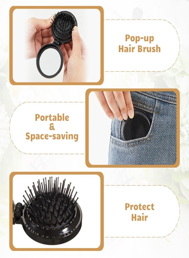 Uiifan 50 Pcs Mini Hair Brush Foldable Travel Mirror Hair Brushes Round Portable Folding Pocket Mini Comb Compact Travel Size Massage Comb for Men Women - Image 3