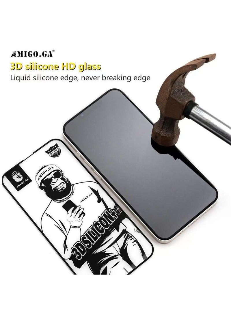 AMIGO.GA Iphone 13 Pro Max Privacy 3D Silicon+ Glass Premium Screen Protector Full Stick Anti Dust Waterproof - Image 2