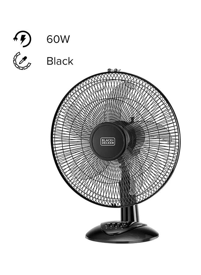 60W Desk Fan 16 Inch Diameter, 90° Wide Swing 3 Speed And 5AS Blade, For The Perfect Temperature FD1620-B5 Black