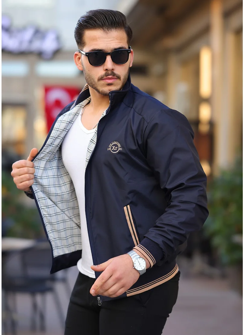 IXIR Seasonal Men's Coat & Jacket Embroidered Navy Blue