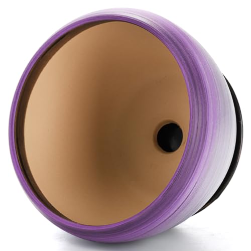 SOUJOY Set of 3 Ceramic Flower Pots, Gardening Plant Pot with Drainage Holes and Saucer, 7/5/4 inch Purple Round Succulent Herbs Cactus Planter for Indoor Outdoor - Image 4
