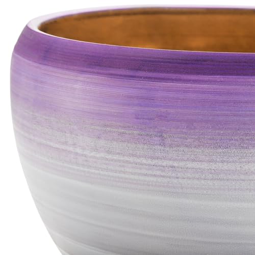 SOUJOY Set of 3 Ceramic Flower Pots, Gardening Plant Pot with Drainage Holes and Saucer, 7/5/4 inch Purple Round Succulent Herbs Cactus Planter for Indoor Outdoor - Image 5