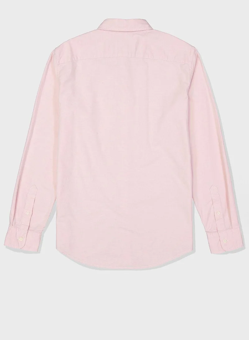 American Eagle Pink Button Down Flex Slim Fit Shirt for Men | Best Price UAE