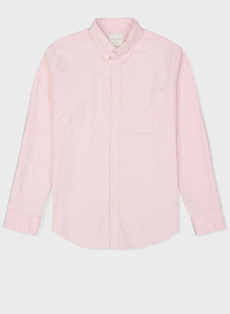 American Eagle Pink Button Down Flex Slim Fit Shirt for Men | Best Price UAE