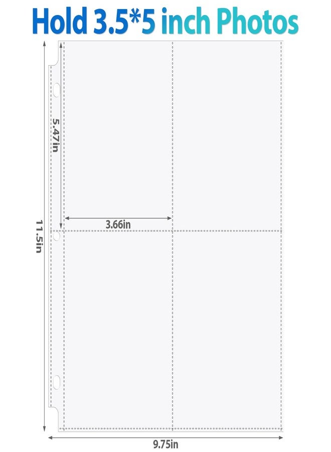 Feifeiya 150 Pack 3.5 x 5 Photo Sleeves for 3 Ring Binder(for 1200 Pictures) archival Photo Page Protectors Holds Clear Plastic Refill Pages Plastic Album Refill Pages - Image 2