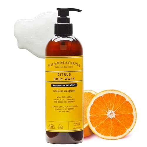 Pharmacopia Citrus Body Wash - Natural Shower Gel, Moisturizing and Nourishing Body Cleanser - Infused with Organic Aloe Vera, Coconut Oil, and Green Tea Extract - Vegan and Cruelty-Free, 16 oz - Image 1