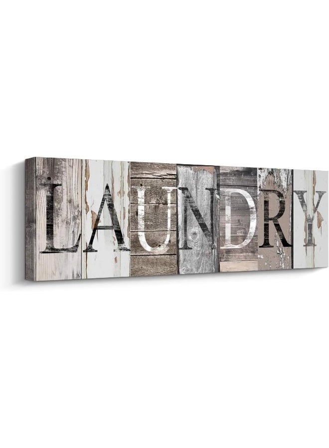 EMODA Pinetree Art (15cm x 43cm, Laundry) - Laundry Room Decor Canvas Wall Prints for Rooms (with Solid Wood Inner Frame) - Image 1