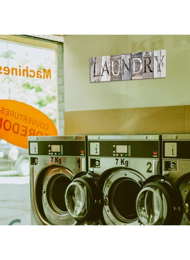 EMODA Pinetree Art (15cm x 43cm, Laundry) - Laundry Room Decor Canvas Wall Prints for Rooms (with Solid Wood Inner Frame) - Image 2