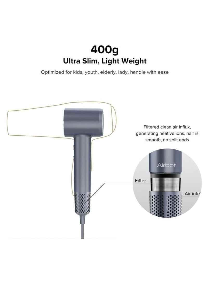 Hair Dryer High-Speed with 200mil Negative Ions, Low Noise, Temperature Control, Smart RGB Ring Light (Silver) - Image 4