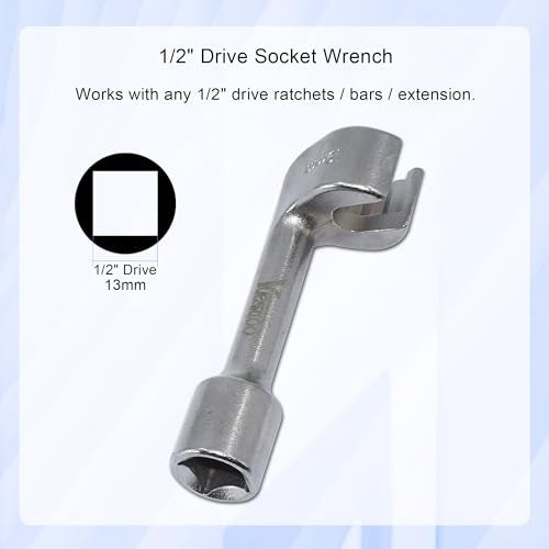 Yuesstloo 1/2" Dr Injection Line Socket Wrench Set, 6pc 12pt Diesel Fuel Line Socket Set, L-Type Injection Line Socket with 12 14 16 17 18 19mm Wrenches, Fuel Line Dismantling Removal Tool - Image 4