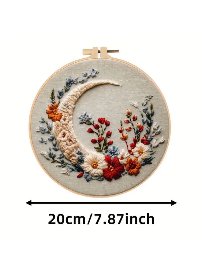 Complete Embroidery Kit Black Golden Butterfly Moonlight Starry Sky Pre Printed Patterns - Image 3